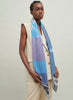The Paradise Square, dark blue printed modal cashmere-blend scarf – model 3