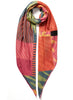 The Paradise Square, orange, pink and blue printed modal cashmere-blend scarf – tied