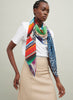 The Chaos Square, blue multicolour printed modal and cashmere-blend scarf – model 1