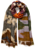 The Ikat Wrap, neutral multicolour printed modal and cashmere wrap – tied