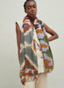 The Ikat Wrap, neutral multicolour printed modal and cashmere wrap – model 2