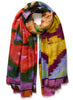 The Ikat Wrap, purple multicolour printed modal and cashmere wrap – tied