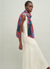 The Paradise Wrap, red and blue printed modal cashmere-blend scarf – model