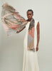 The Paradise Wrap, pink and neutral printed modal cashmere-blend scarf – model 2