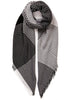 The Jenga Square, black and white checked lambswool scarf – tied