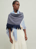 The Island Square, blue fringed cashmere and linen-blend scarf – model 2