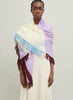 THE ISLAND SQUARE - Purple, yellow and blue fringed cashmere and linen scarf