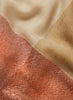 The Shimmer Square, camel pure cashmere scarf with red metallic border – detail