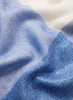 The Shimmer Square, white pure cashmere scarf with blue metallic border – detail