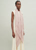 The Lattice Square, pink cashmere scarf with metallic check – model 2