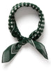 The Frutti Neckerchief, green printed cotton silk-blend scarf – tied
