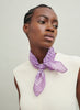 The Frutti Neckerchief, purple printed cotton silk-blend scarf – model