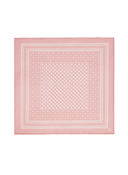 The Frutti Neckerchief, pale pink printed cotton silk-blend scarf – flat