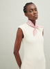 The Frutti Neckerchief, pale pink printed cotton silk-blend scarf – model 1