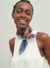 The Chaos Neckerchief, blue multicolour printed cotton silk-blend scarf – model 1