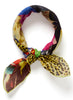 The Chaos Neckerchief, yellow multicolour printed cotton silk-blend scarf – tied