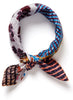 The Block Print Neckerchief, bright multicolour printed still twill scarf – tied