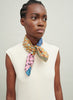 The Block Print Neckerchief, bright multicolour printed still twill scarf – model 1