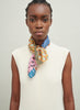The Block Print Neckerchief, bright multicolour printed still twill scarf – model 2