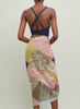 The Paradise Pareo, pink and yellow multicolour printed cotton and silk-blend pareo - model 2