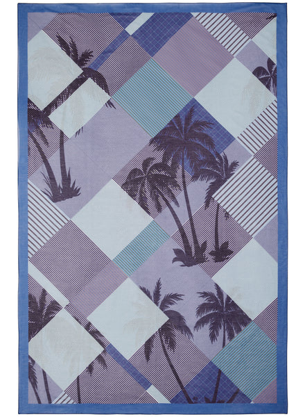 The Paradise Pareo, dark blue printed cotton and silk-blend pareo – flat