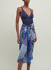 The Paradise Pareo, dark blue printed cotton and silk-blend pareo - model 1