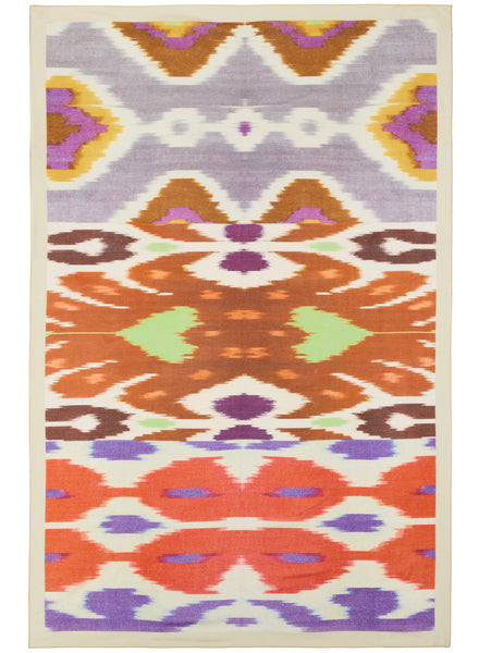 The Ikat Pareo, neutral multicolour printed cotton and silk-blend pareo – flat