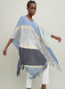 The Stripe Kaftan, blue fringed cashmere and linen kaftan - model 2