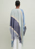 The Stripe Kaftan, blue fringed cashmere and linen kaftan - model 3