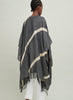 The Stripe Kaftan, black and cream fringed cashmere and linen kaftan - model 3