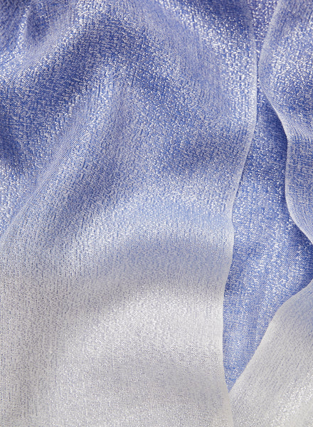 The Long Kaftan, blue and white ombré cashmere, linen and Lurex kaftan – detail