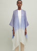 The Long Kaftan, blue and white ombré cashmere, linen and Lurex kaftan – model 3