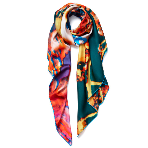 JANE CARR X Pipilotti Rist and Hauser & Wirth Square - 'APPLE BLOSSOM' printed silk twill scarf